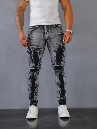 Pantalones Slim Fit para Hombre con Estampado Floral Irregular - Image 2