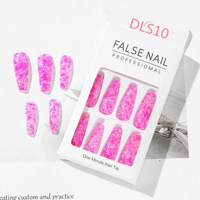 Uñas Postizas Largas con Patrón Mármol y Acabado Brillante Estilo Europeo - Image 20
