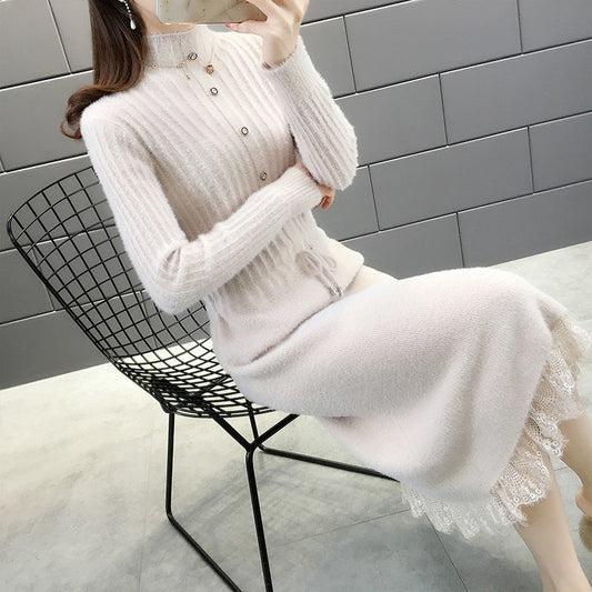 Suéter Largo de Felpa de Visón para Mujer - Vestido Abrigado Otoño Invierno