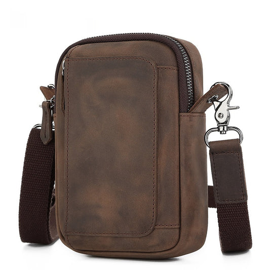 Bolsa Crossbody de Cuero para Teléfono y Accesorios - Diseño Asimétrico para Hombre - Image 2