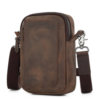 Bolsa Crossbody de Cuero para Teléfono y Accesorios - Diseño Asimétrico para Hombre - Image 2