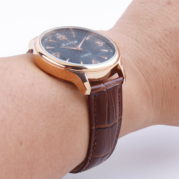 Correa de Reloj de Cuero Vacuno Premium con Cierre Mariposa de Doble Click