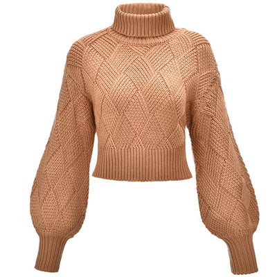 Suéter Cuello Alto Holgado de Color Sólido para Mujer - Image 13