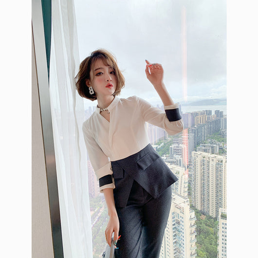 Conjunto Ejecutivo Mujer: Blusa Plisada y Pantalón Recto - Image 4