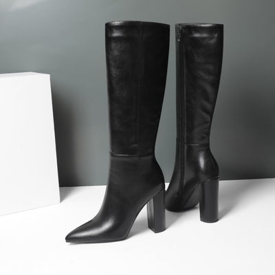 Botas Altas de Tacón Grueso Punta Afilada para Otoño e Invierno - Image 10