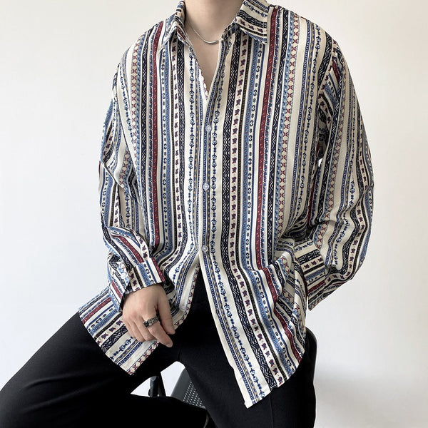Camisa Retro Europea de Manga Larga para Vacaciones