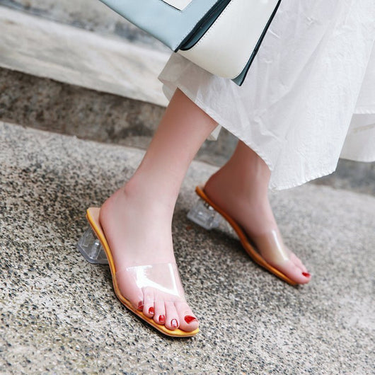 Sandalias de Tacón Grueso con Tira Transparente para Mujer - Image 14