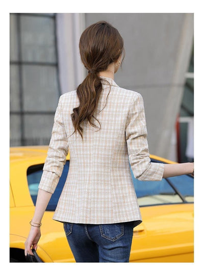 Blazer Cuadros Estilo Coreano Casual Británico - Image 10