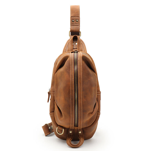 Bolsa de Pecho en Cuero Genuino Estilo Retro Casual