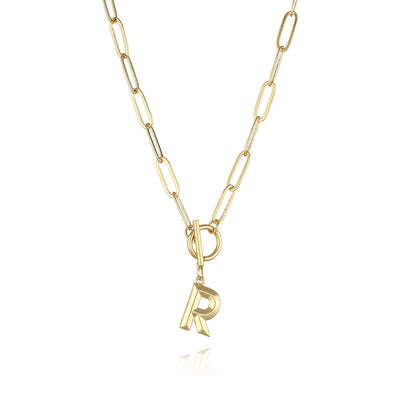 Collar de Letra Chapado en Oro Real Estilo Hip Hop - Image 20