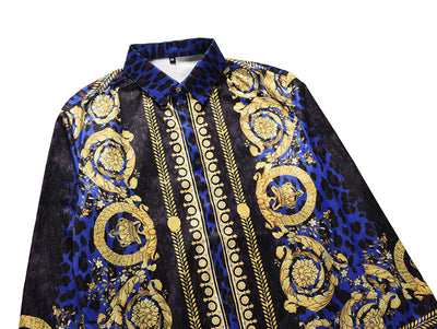Camisa Étnica Leopardo 3D con Rayas Doradas y Flores - Image 9