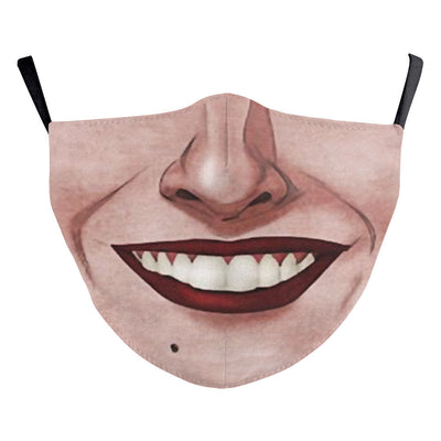 Halloween funny face mask with a digital print of a stitched-up face and yellow teeth, featuring ear hooks. - Image 20