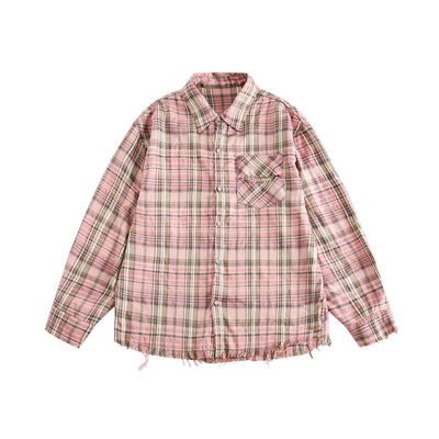 Abrigo Camisa Cuadros con Flecos Unisex - Image 2