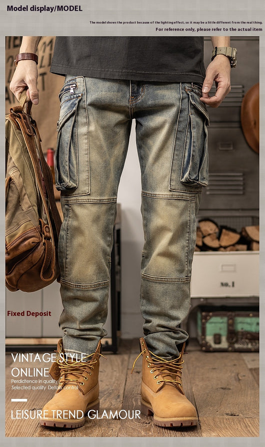 Pantalones Casuales Retro Slim Fit de Corte Recto para Primavera y Otoño - Image 10