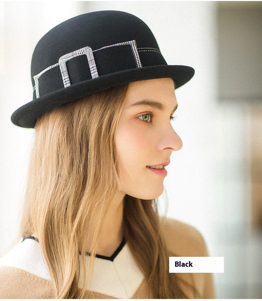 Sombrero de Fieltro de Lana para Mujer - Elegante Modelo Redondo - Image 9
