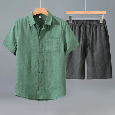 Camisa de Lino Manga Corta para Hombre - Traje Ejecutivo - Image 12