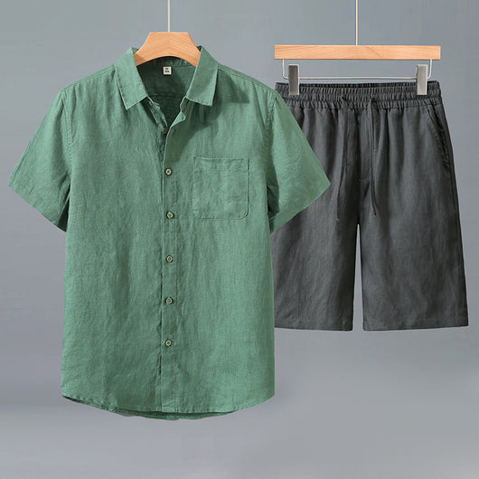 Camisa de Lino Manga Corta para Hombre - Traje Ejecutivo - Image 12