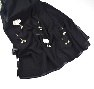 Pañuelo Hijab Floral de Gasa Perlada Premium - Image 6