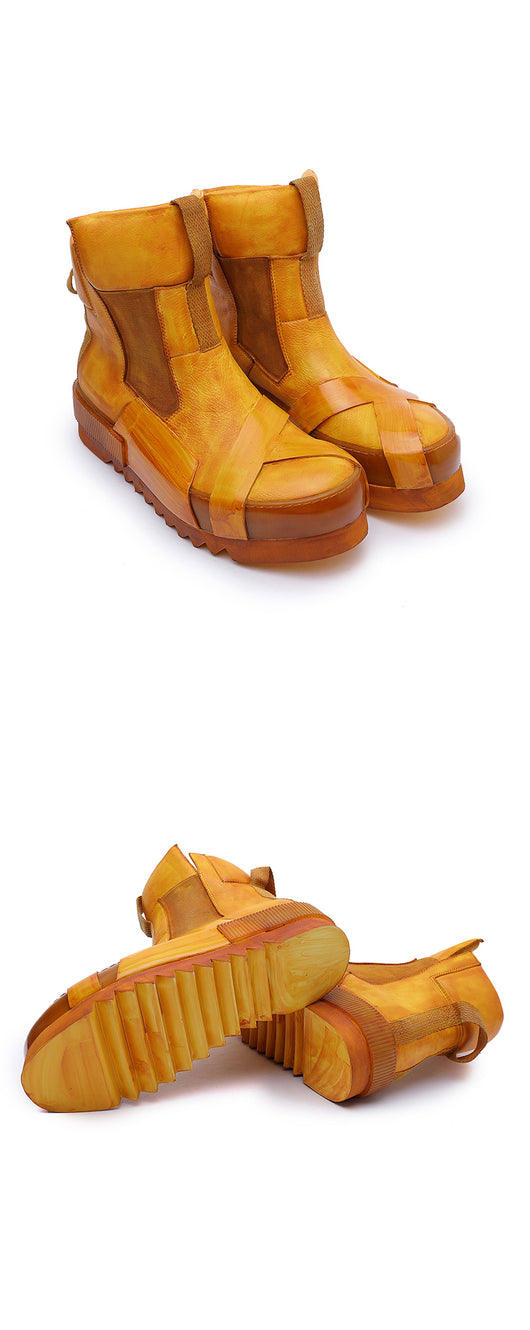 Zapatos Casual Retro de Cuero Artesanal con Suela Elevada - Image 19