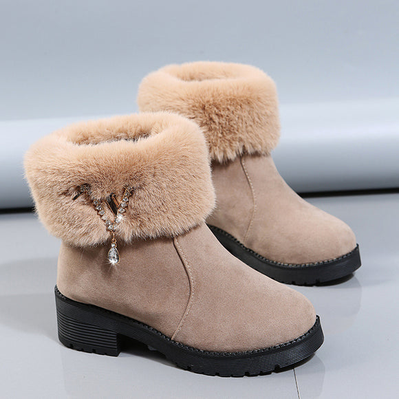 Botas Cortas con Forro de Terciopelo y Algodón Acolchado