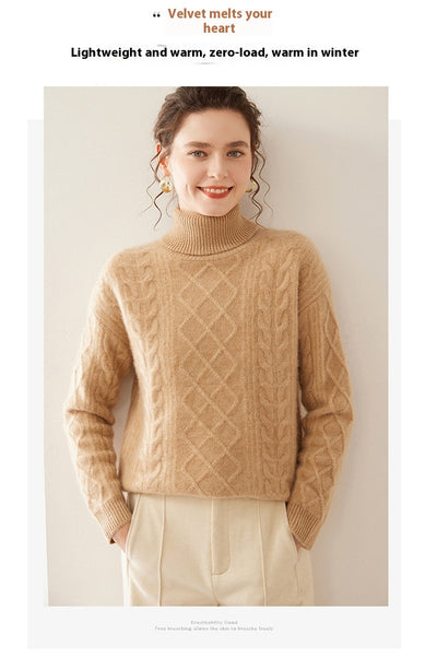 Suéter Cashmere Suelto con Cuello Alto - Tejido Grueso de Tres Capas - Image 22