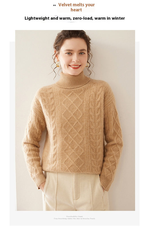 Suéter Cashmere Suelto con Cuello Alto - Tejido Grueso de Tres Capas - Image 22