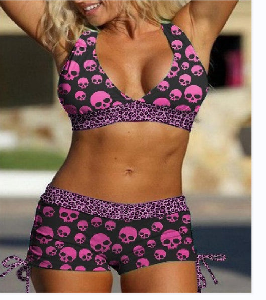 Bikini Deportivo Estampado Calavera - Traje de Baño Conservador para Playa - Image 5