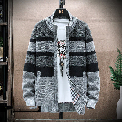 Suéter de Punto Cuello Alto a Rayas para Hombre Talla Grande - Image 9
