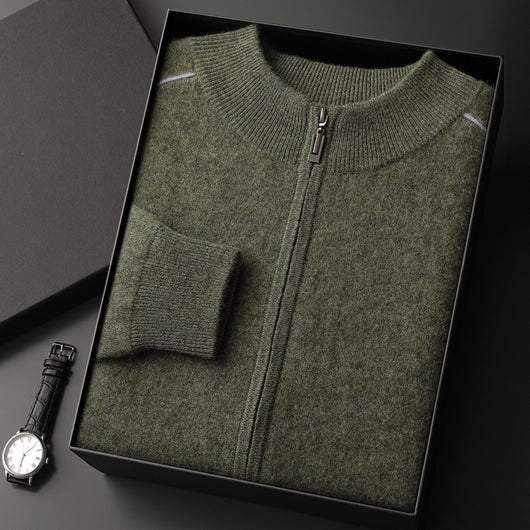 Suéter de Cachemira para Hombre Grueso Cuello Alto Cremallera - Image 8