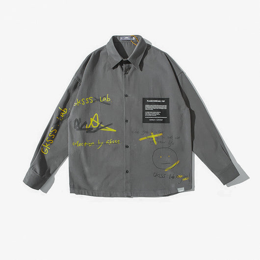 Camisa Casual Suelta con Estampado Graffiti - Ropa de Trabajo Versátil - Image 3