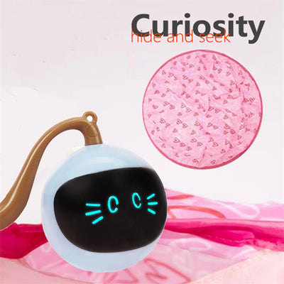 Pink circular cat toy mat with a red heart pattern, designed for interactive play with an electric motion ball. - Image 3