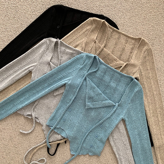 Blusa Larga con Cordones Irregulares y Superposición de Encaje - Image 12