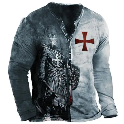 Camiseta Manga Larga para Hombre con Botones de Solapa Abierta e Impresión Digital - Image 41