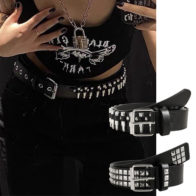 Cinturón Punk Rock con Remaches Balas Negro Unisex - Accesorios Hip-hop de Moda