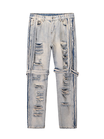 Jeans Rectos Desgastados con Efecto Vintage Destruido - Image 3