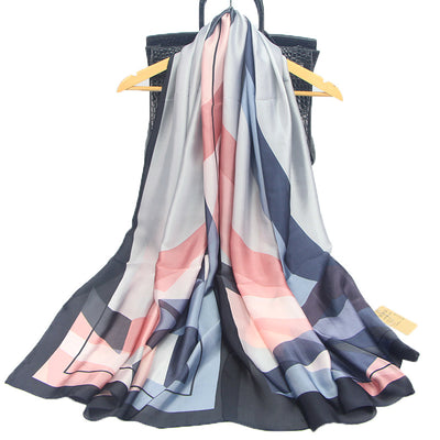 Pañuelo de Seda Sintética con Estampado Geométrico para Mujer - Image 11