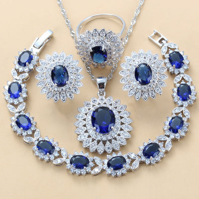 Conjunto de 4 Piezas: Anillo, Pulsera, Collar y Aretes de Granate con Circonia Cúbica - Image 19