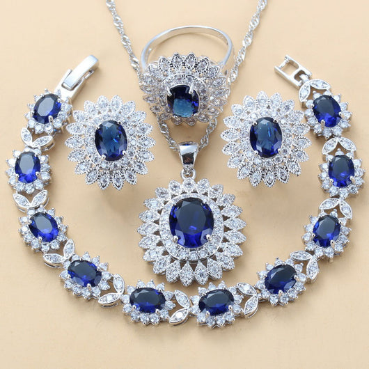 Conjunto de 4 Piezas: Anillo, Pulsera, Collar y Aretes de Granate con Circonia Cúbica - Image 19
