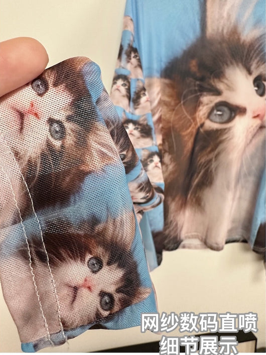 Blusa Estampado Gatos Transpirable con Protección Solar y Malla Elástica - Image 3