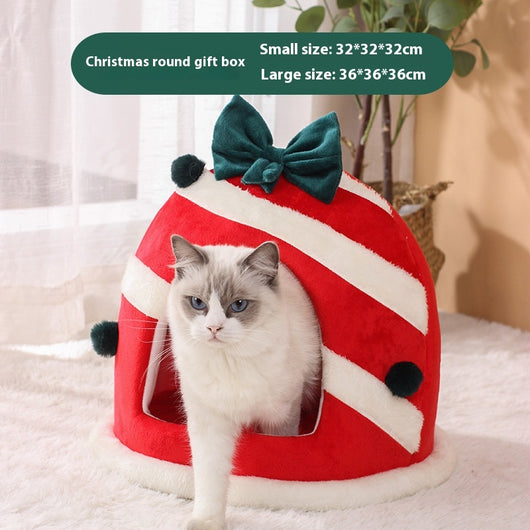 Cama Nido Felino Doble Uso - Refugio Cerrado Navideño para Gatos y Perros Pequeños - Image 13