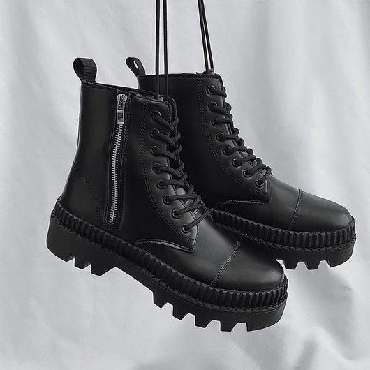 Botas de Cuero para Hombre con Cierre Lateral y Caña Alta - Image 2