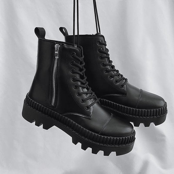 Botas de Cuero para Hombre con Cierre Lateral y Caña Alta
