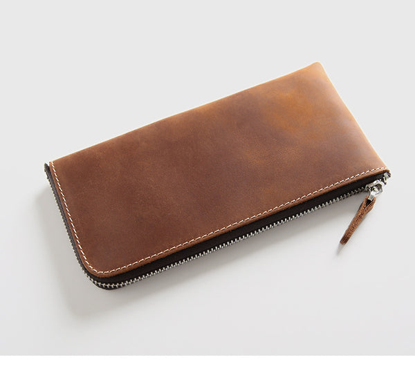 Billetera Minimalista de Cuero Genuino Crazy Horse - Diseño Ultra Delgado Hecho a Mano