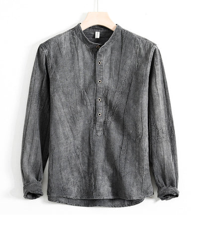 Camisa Holgada de Algodón y Lino Estilo Japonés para Hombre - Image 6