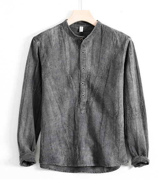 Camisa Holgada de Algodón y Lino Estilo Japonés para Hombre - Image 6