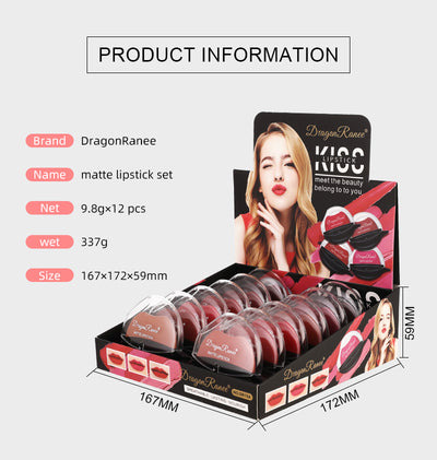 Set de 12 Labiales Mate Lazy Lip - Colores Versátiles con Presentación en Caja