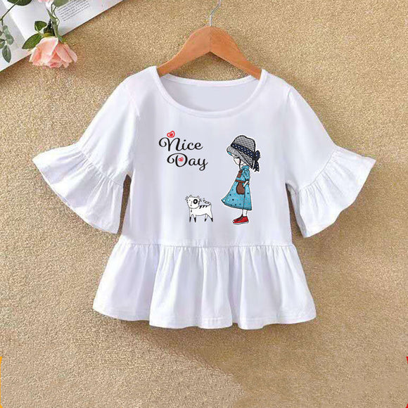 Playera Infantil con Mangas Volantes - Ideal para Verano