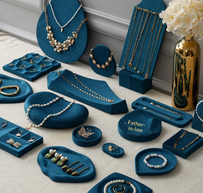 Bandeja Exhibidora de Terciopelo Azul Pavo Real para Joyería - Image 28