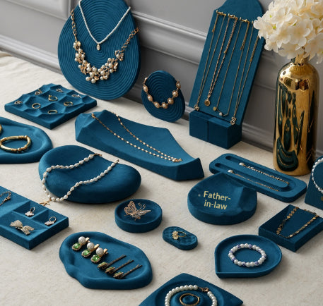 Bandeja Exhibidora de Terciopelo Azul Pavo Real para Joyería - Image 28