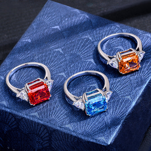 Anillo Flor de Hielo con Aguamarina y Carbono Alto - Image 8